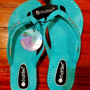 Chatties Flip Flops Turquoise Blue 9/10